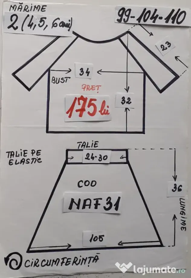Costum popular pentru copii 3-4-5 -6 ani 175 lei