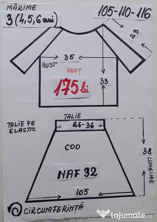 Costum popular pentru copii 3-4-5 -6 ani 175 lei