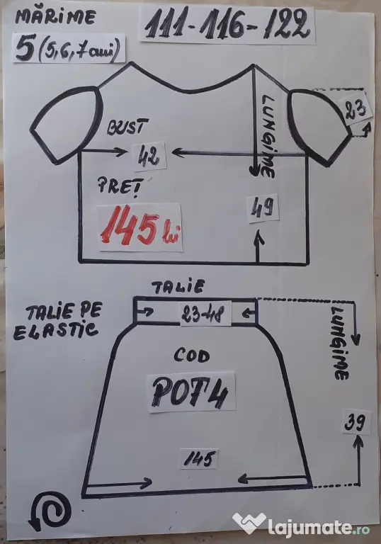 Costum popular pentru copii marimea 5 (5-6-7 ani), 145 lei