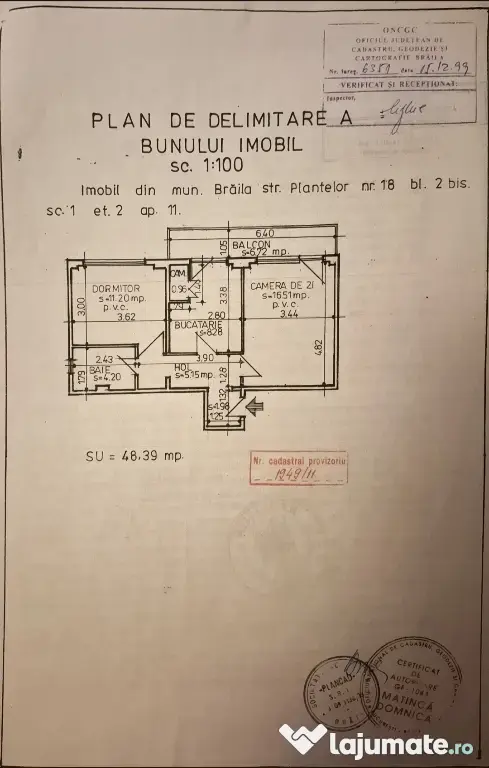 Vanzare apartament 2 camere str. Plantelor
