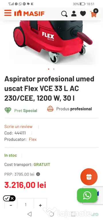 Aspirator Flex VCE 33L AC + Girafă Flex GE7 MH-O D225