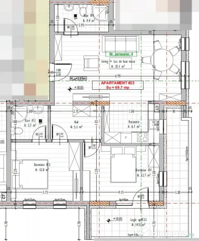 Apartament 3 camere, 2 bai, terasa, Stejarului, Floresti - Floresti (Cluj)