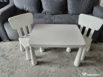 Set masa pentru copii cu 2 scaune, Northix, alb, margini rotunjite