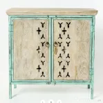 Comoda de Lemn de Mango in 2 Usi si Rame Metalice - Pentru Living