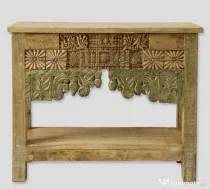 Consola Sculptata din Lemn de Mango - Pentru Hol/Living