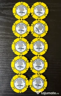 Lot 10 jetoane rare Cesar Casinos București 10.000 LEI vechi – Casino anii 90-00 