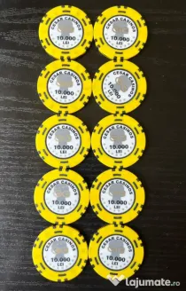 Lot 10 jetoane rare Cesar Casinos București 10.000 LEI vechi – Casino anii 90-00