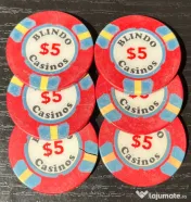 Lot 6 Jetoane Cazinou Vechi - Casino Blindo București (Anii '90) - RARE 
