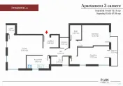 Apartament 3 cam., 2 bai, 2 balc., bloc nou, finisat la c...