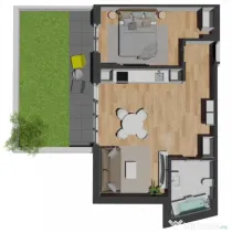 Apartament de 2 camere, finisat, cu gradina, zona VIVO