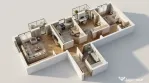 Apartament 3 CAM, SU 79.83MP, 2 BALCOANE, zona IRIS