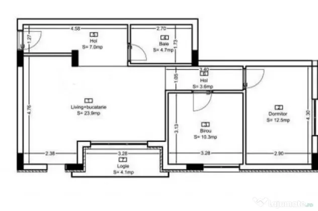 Apartament 3 camere 62mp, 4mp balcon, zona Teilor - Floresti (Cluj)