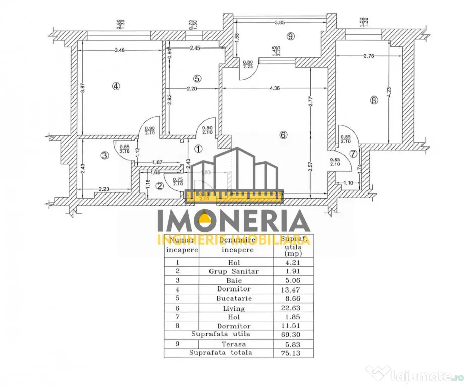 3 camere-garaj-700m metrou 1 Dec 1918-0% comision-curte comu - Bucuresti (Bucuresti-Ilfov)