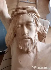 Crist Christ sculptat in lemn 120 cm. lungime 