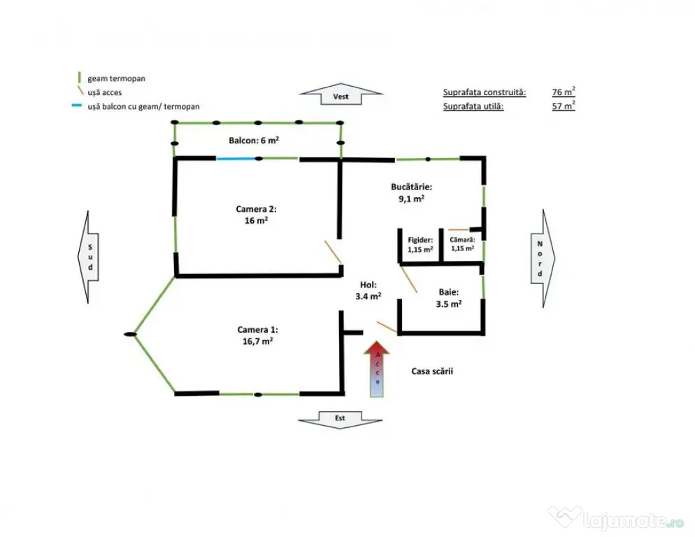Apartament 2 camere, 51 mp in vila Zona pod IRA Cluj - Cluj-Napoca (Cluj)