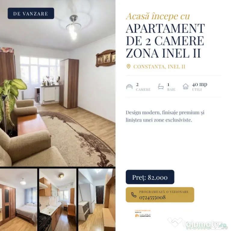 Apartament de 2 camere de vanzare in zona Inel II - Constanta (Constanta)