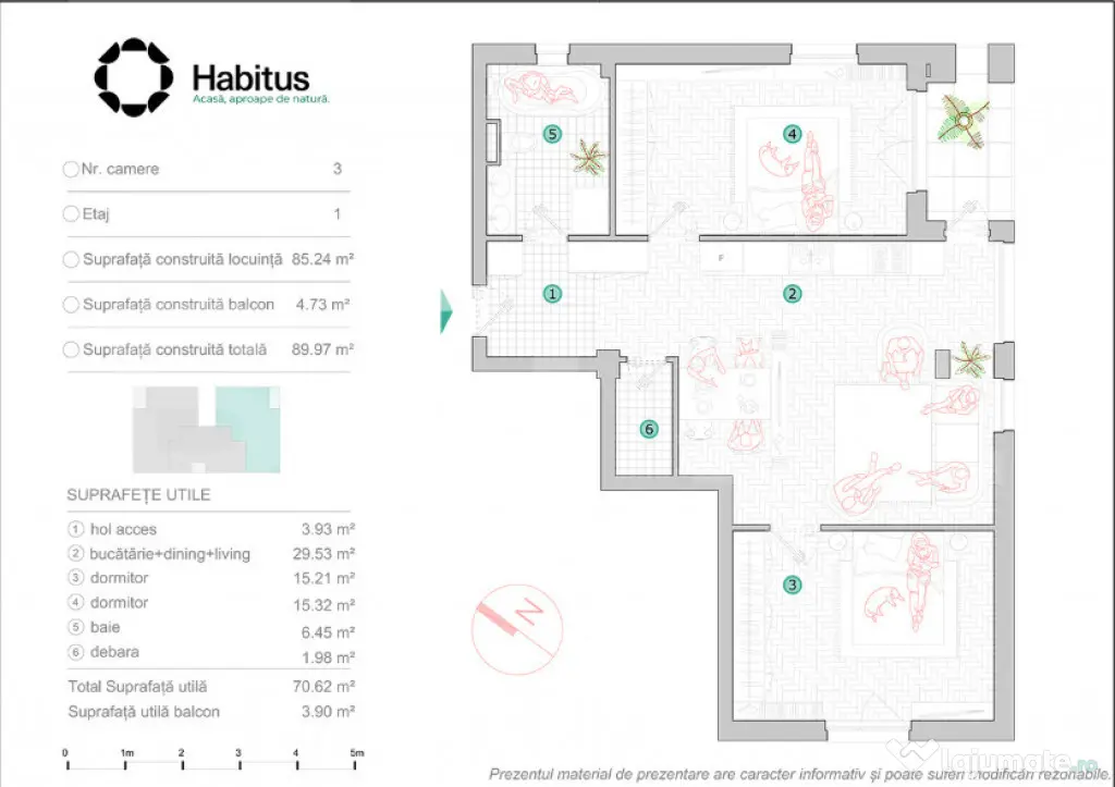 Exclusivitate ! 3 camere, 71 mp, Imobil Nou, Habitus Oasului - Cluj-Napoca (Cluj)