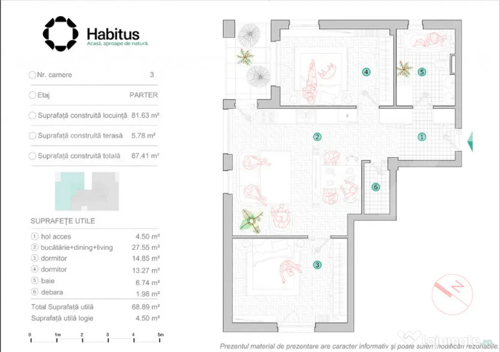 Exclusivitate ! 3 camere, 69 mp, Imobil Nou, Habitus Oasului - Cluj-Napoca (Cluj)