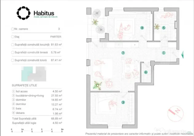 Exclusivitate ! 3 camere, 69 mp, Imobil Nou, Habitus Oasului - Cluj-Napoca (Cluj)