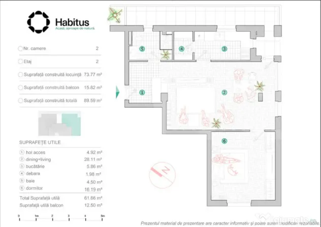 Apartament 2 camere, 62 mp, Habitus Oasului, Exclusivitate - Cluj-Napoca (Cluj)