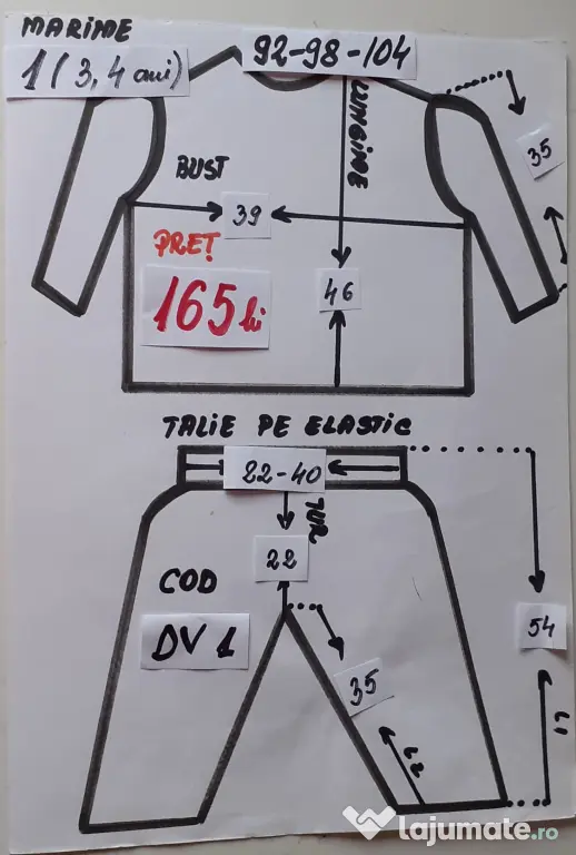Costum Dovlecel pentru copii 3-4-5 ani, 165 RON