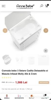 Comoda bebe 3 Setare Cadita Detasabila si Masuta Infasat