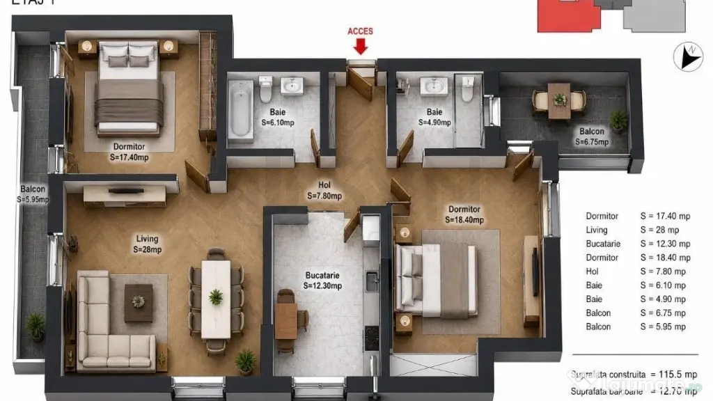 Sisesti l Apartament 3 camere l Bloc nou - Bucuresti (Bucuresti-Ilfov)