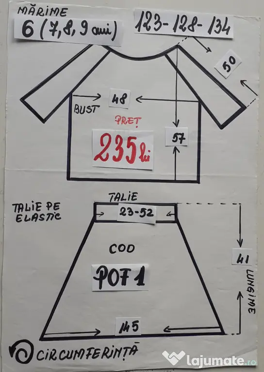 Costum popular pentru copii 8-9-10 ani