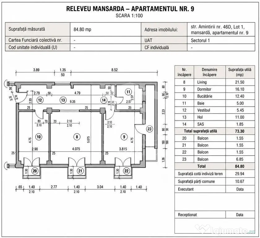 2 CAMERE ÎN CHITILA | 73,30 MP | 4 BALCOANE | CENTRALĂ | MOBILAT - Bucuresti (Bucuresti-Ilfov)