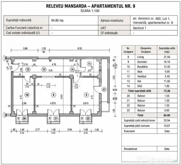 2 CAMERE ÎN CHITILA | 73,30 MP | 4 BALCOANE | CENTRALĂ | MOBILAT - Bucuresti (Bucuresti-Ilfov)