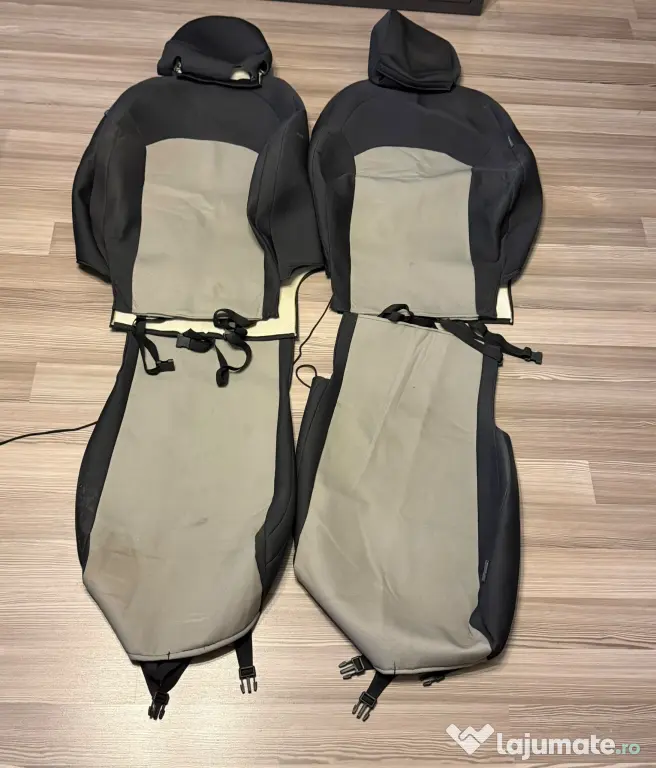 Set Huse Scaune Auto Kia XCeed, Negru-Gri, Fata, Banchete, Tetiere + Cotiera