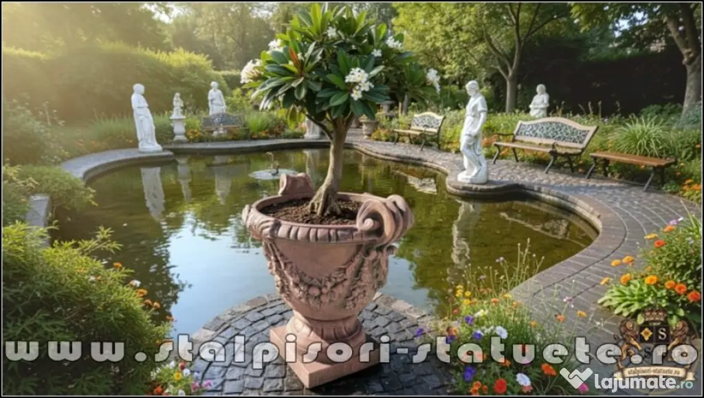 Vază mare cu picior, terracotta patinat, model V2.