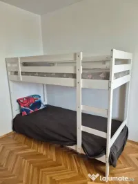 Pat supraetajat IKEA Mydal alb 90x200 + 2 saltele 