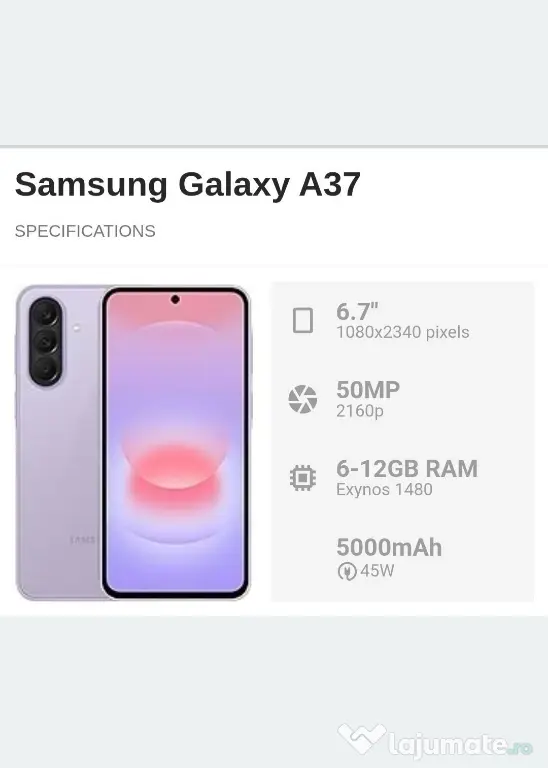 Samsung A37 la Cutie cu Factura