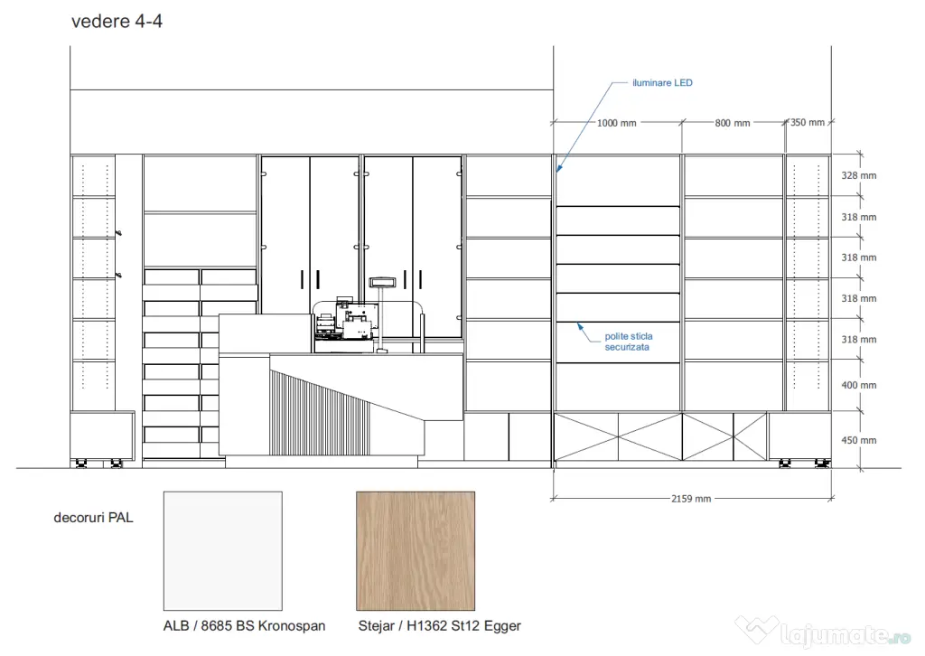Birou (Receptie) MDF Pal alb/stejar - 1.90 m