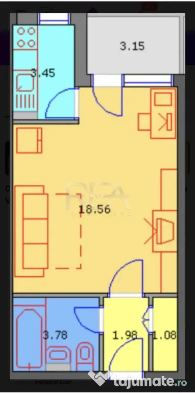Garsonieră 32 mp | Piața Veteranilor | 3 min Metrou | Etaj - Bucuresti (Bucuresti-Ilfov)
