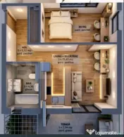 Apartament, 1 camera, 36 mp utili, zona de Nord, pret cu TVA 