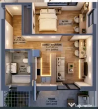 Apartament, 1 camera, 36 mp utili, zona de Nord, pret cu TVA