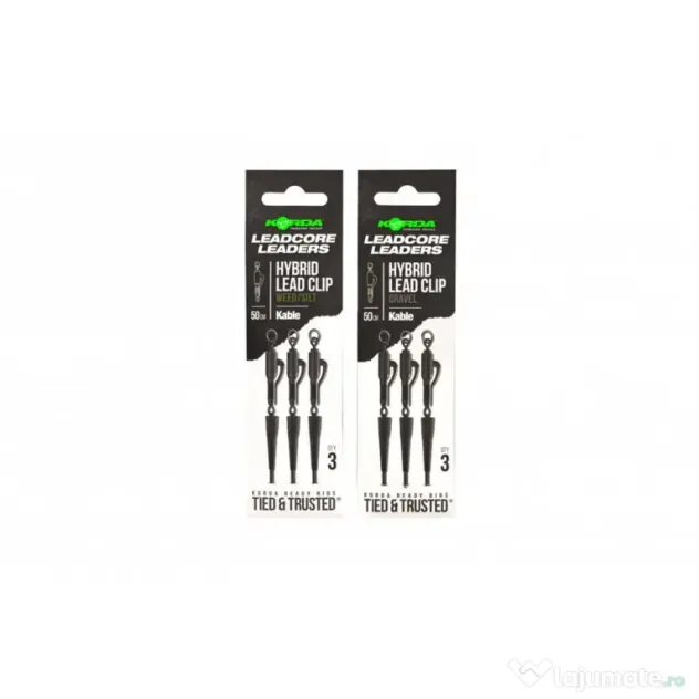 Montura Leadcore Korda Kable Hybrid Lead Clip, Weed, 50cm, 3buc/plic