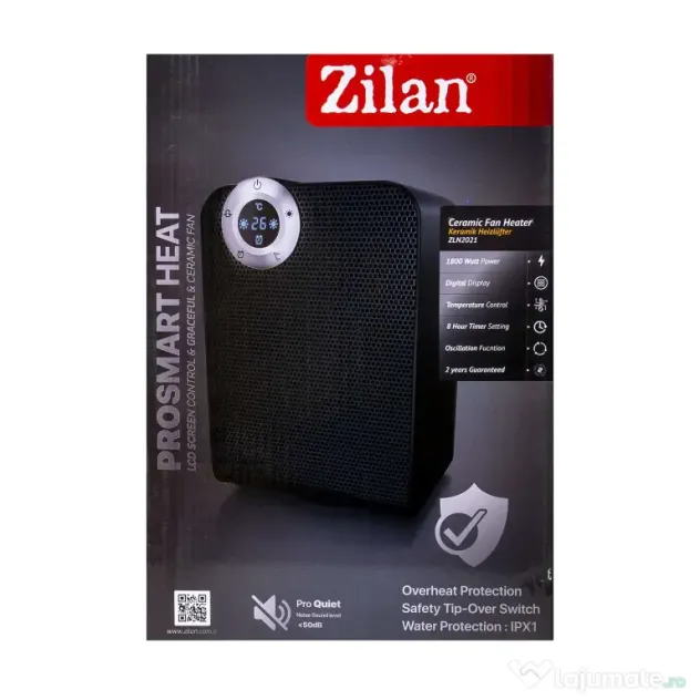 Aeroterma ceramica, putere 1800W, motor din cupru, rezistenta la apa IPX1, display / ZLN 2021