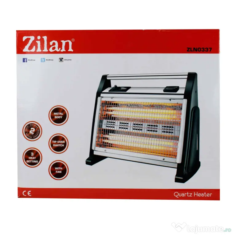 Radiator Zilan cu ventilator si apa, quartz, 4 rezistente, 1600W / ZLN 0337