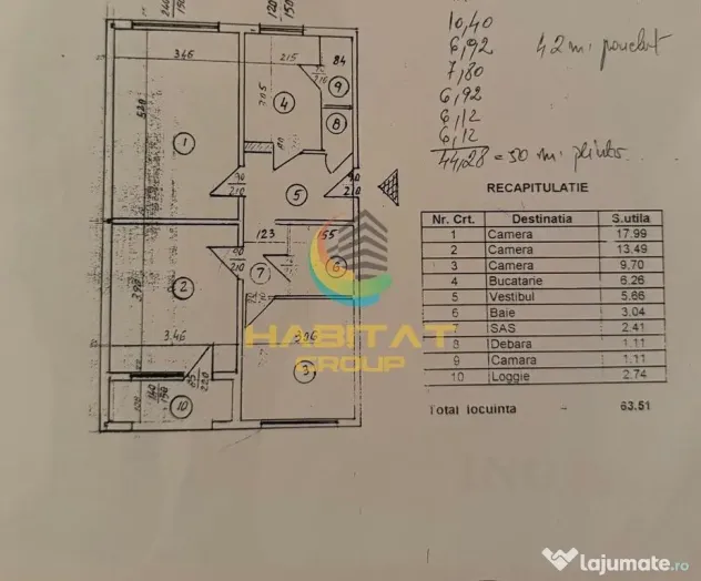 Vanzare Apartament Decomandat 3 Camere 63.51mp Brancoveanu - Bucuresti (Bucuresti-Ilfov)