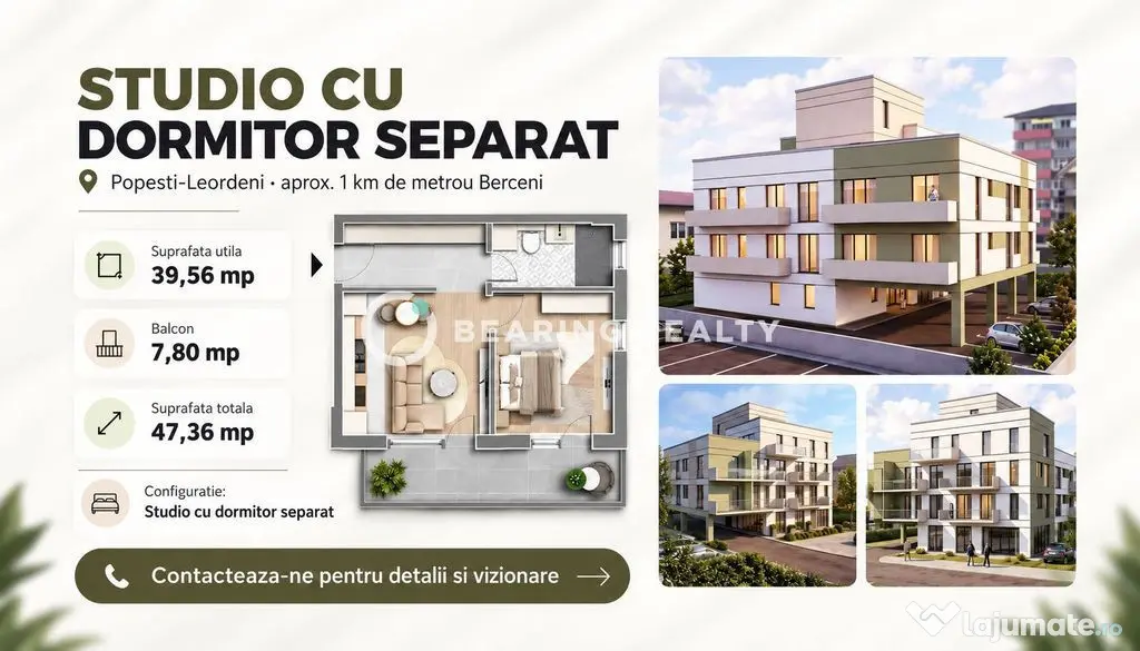 Studio | Bloc boutique | 1km Metrou Berceni - Popesti Leordeni (Bucuresti-Ilfov)