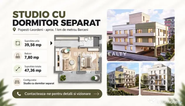 Studio | Bloc boutique | 1km Metrou Berceni - Popesti Leordeni (Bucuresti-Ilfov)