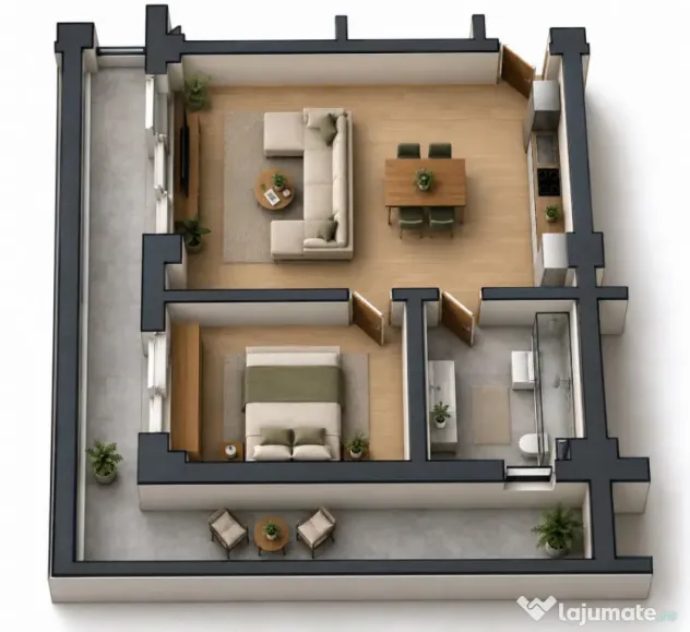 Apartament 2 camere open space Preajba - 0% comision la cump - Preajba (Dolj)