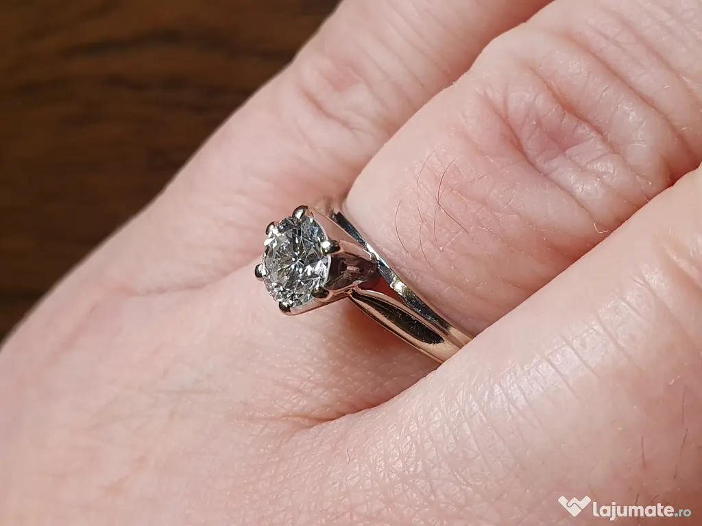 Inel logodna solitaire 18k diamant natural urias 0,74ct VS – H