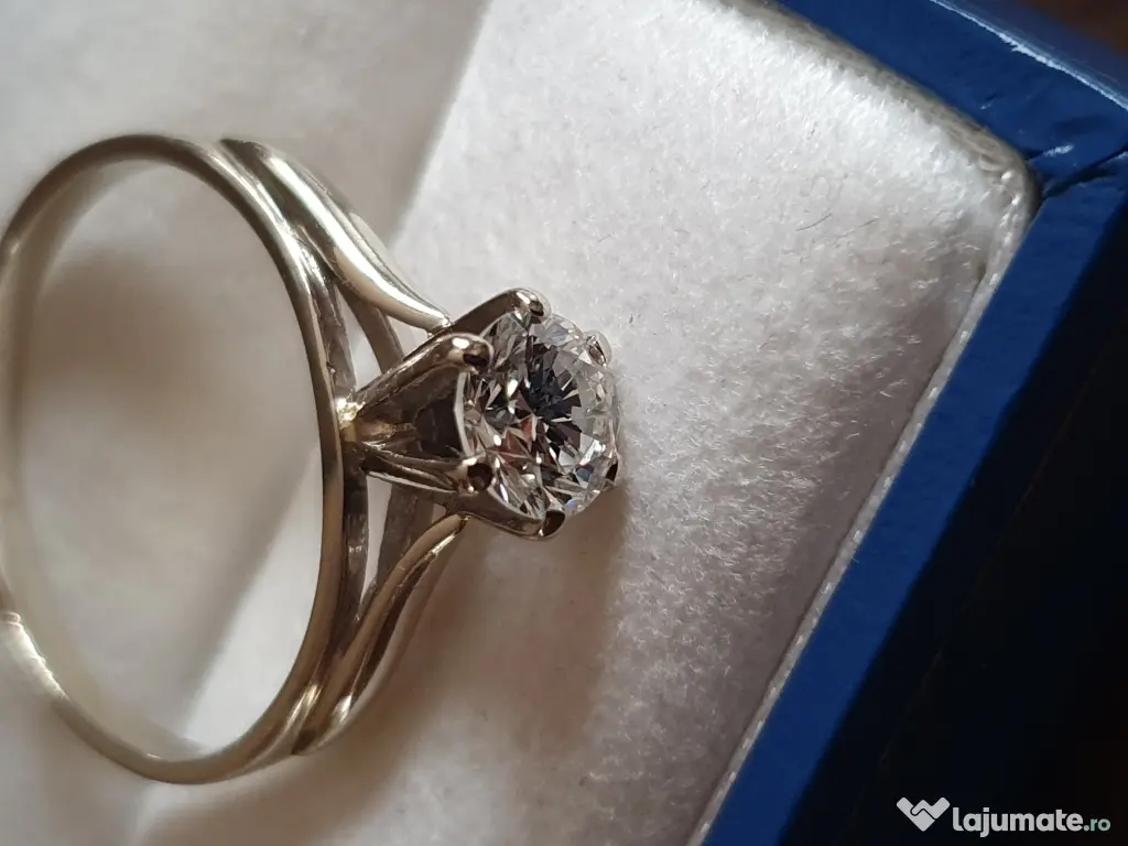 Inel logodna solitaire 18k diamant natural urias 0,74ct VS – H
