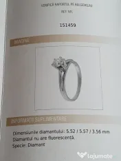 Inel logodna solitaire 18k diamant natural urias 0,74ct VS – H