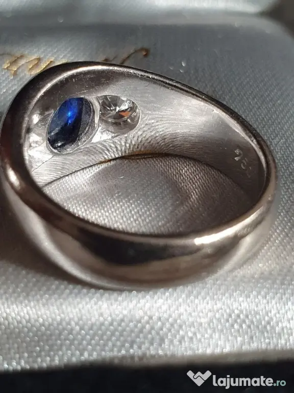 Ghiul Gypsy vintage superb de colectie aur masiv cu safir si diamante naturale