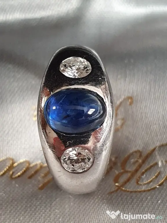 Ghiul Gypsy vintage superb de colectie aur masiv cu safir si diamante naturale